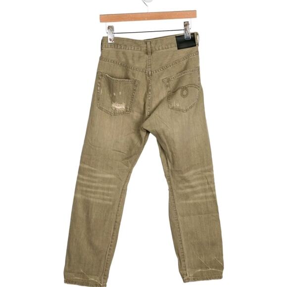 R13 Cross over Jeans In Moss Green Sz 24 Whimsigoth Punk Japanese Fabric (V6 - Picture 5 of 9